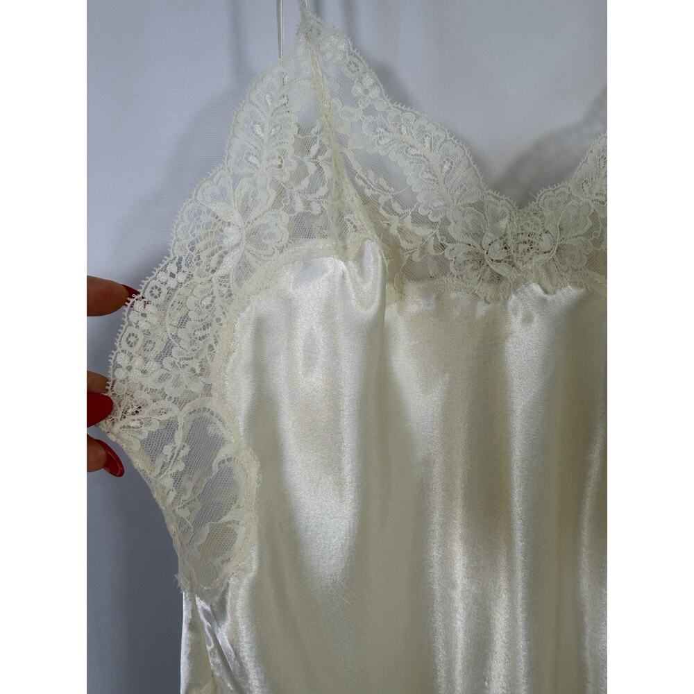Vtg Victorias Secret Satin Lace Bodysuit Sz Small Ivory Teddy Gold Label 90s - Picture 8 of 16